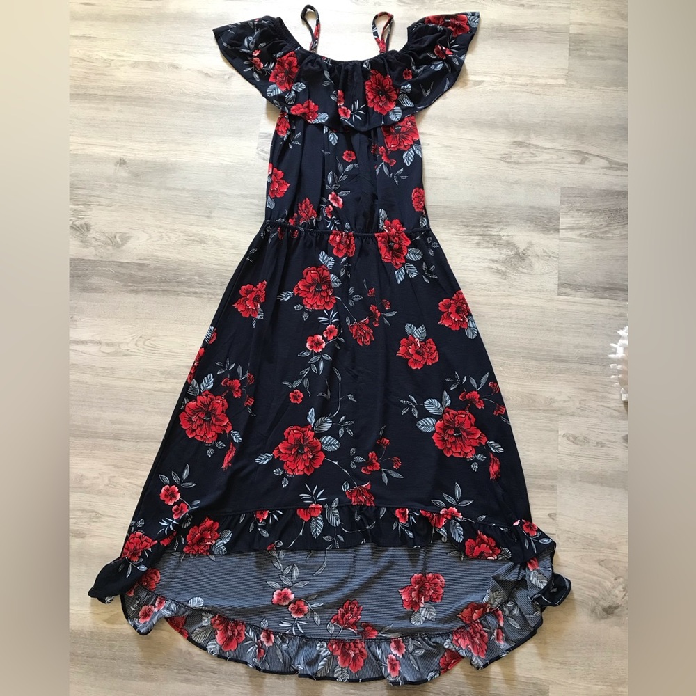 Lildy Off Shoulder Floral Dress High/Low Hemline Size L/XL Appears New